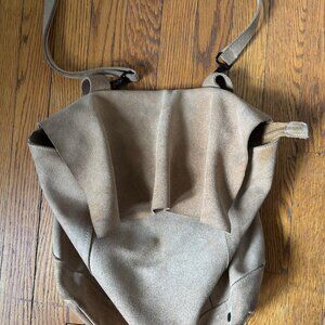 Suede crossbody laptop bag
